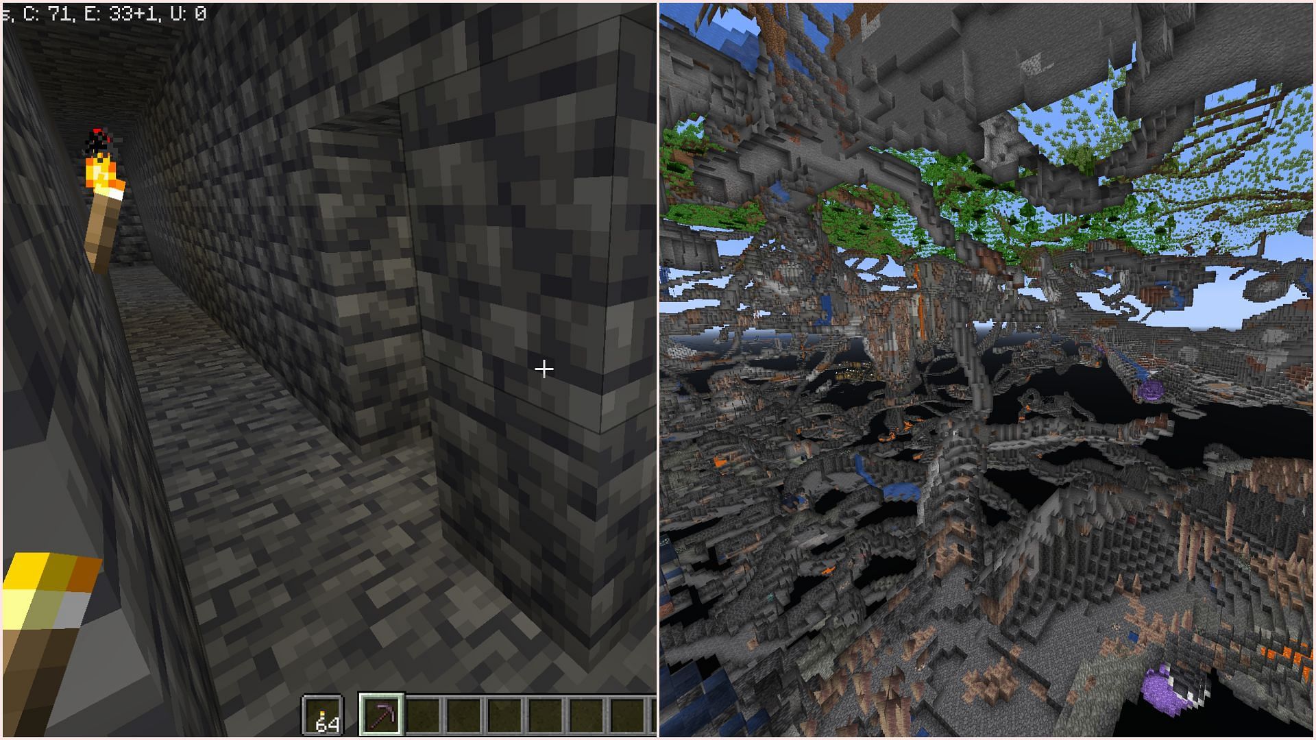 Start branch mining in certain Y level range to start finding new caves (Image via Sportskeeda Gaming || Mojang Studios)